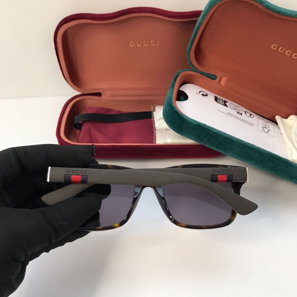 - New- 💯 original  Gucci Grey/Brown Havana GG0008S Square Sunglasses - Picture 7 of 12